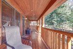 Eagle`s Lair deck with log railing. 